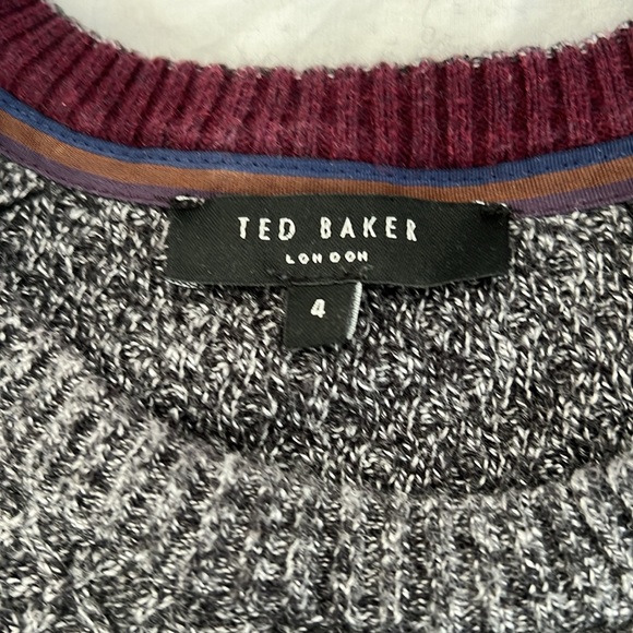 Ted Baker London Mens Gray Knit Crewneck Sweater Size 4 Wool Blend - Picture 2 of 5